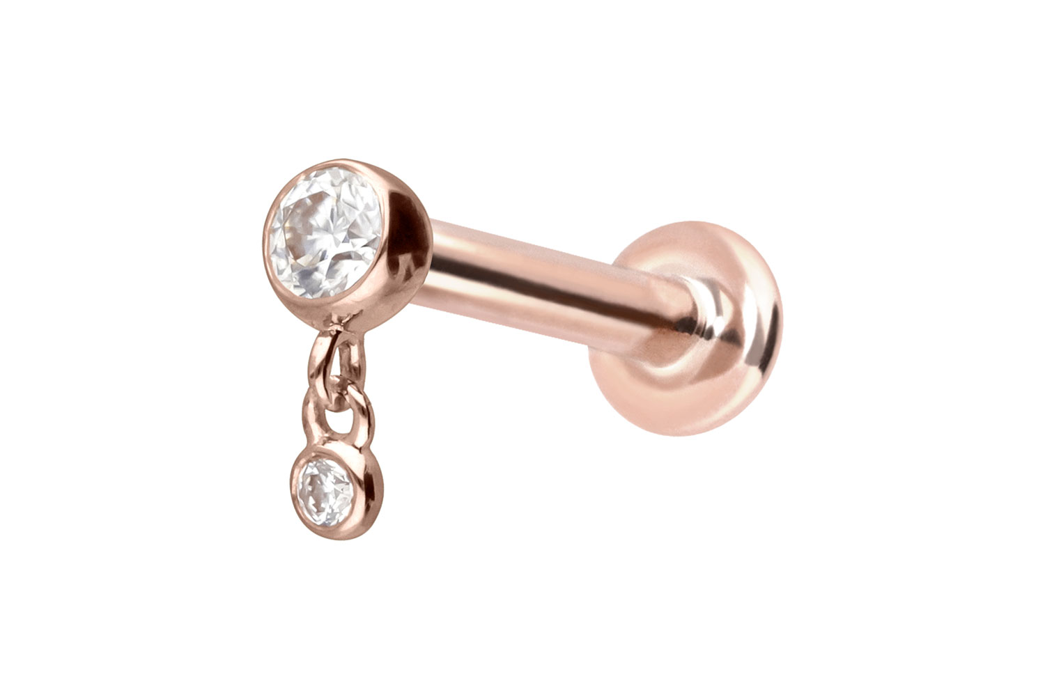 14 Karat Gold Labret Piercing mit Innengewinde 2 MOISSANITE